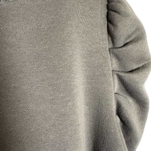 Rebecca Minkoff Janine Puff Sleeve Sweatshirt in Olive Green Small Cotton Blend - Picture 10 of 13